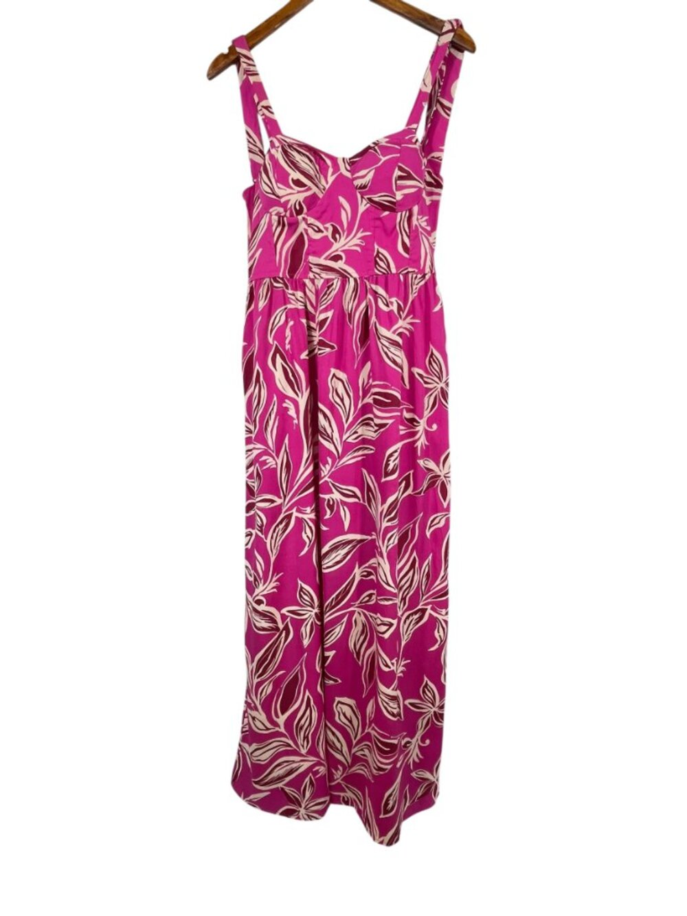 Band of the Free Pink Tropical Print Smocked Maxi Dress L Resort - Picture 2 of 14